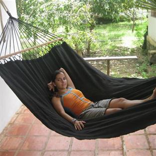 Trendy Black Outdoor Hammock. Outdoor black Fabric hammock with 120 cm quality spreader bars